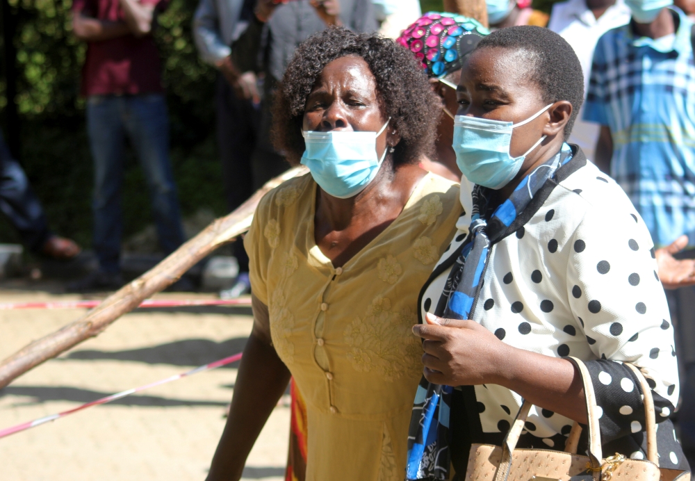 Relatives mourn Sarah Hussein Obama, the grandmother of former U.S. President Barack Obama, who died at the Jaramogi Oginga Odinga Teaching and Referral hospital in Kisumu, Kenya March 29, 2021. Reuters/James Keyi