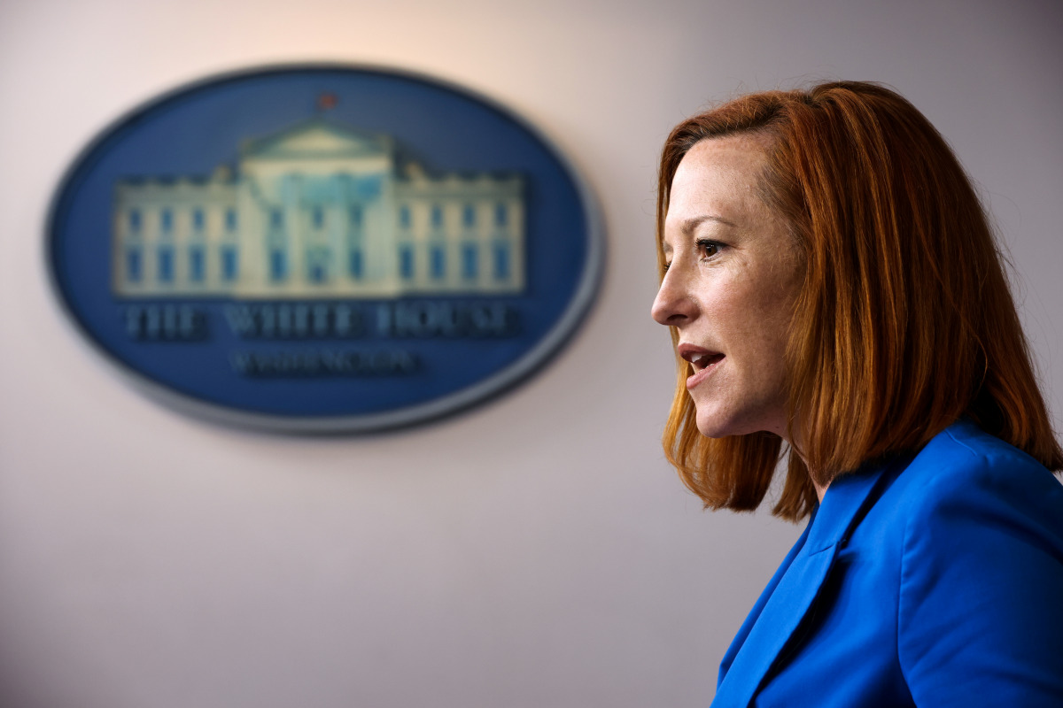 White House Press Secretary Jen Psaki holds the daily press briefing at the White House in Washington, U.S. March 24, 2021. REUTERS/Jonathan Ernst
