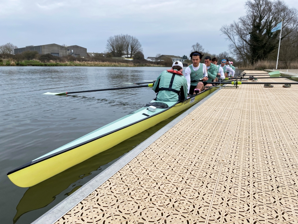 Cambridge University rowers prepare for the annual boat race against Oxford which due to the coronavirus disease (COVID-19) restrictions is held this year in Ely, Cambridgeshire, Britain March 24, 2021. Picture taken March 24, 2021. REUTERS/Alexander Smit