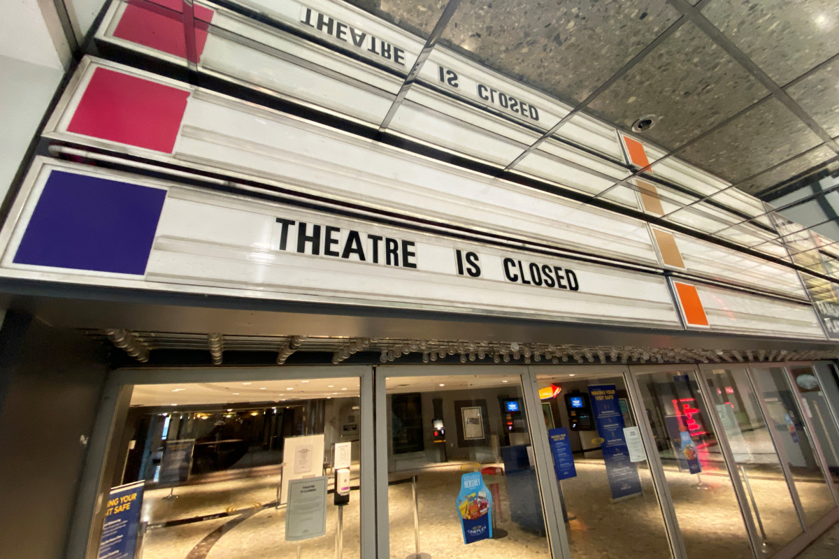 A movie theatre owned by Famous Players, a subsidiary of Cineplex Entertainment, remains closed due to coronavirus disease (COVID-19) restrictions in Toronto, Ontario, Canada April 6, 2021. Picture taken April 6, 2021. REUTERS/Chris Helgren
