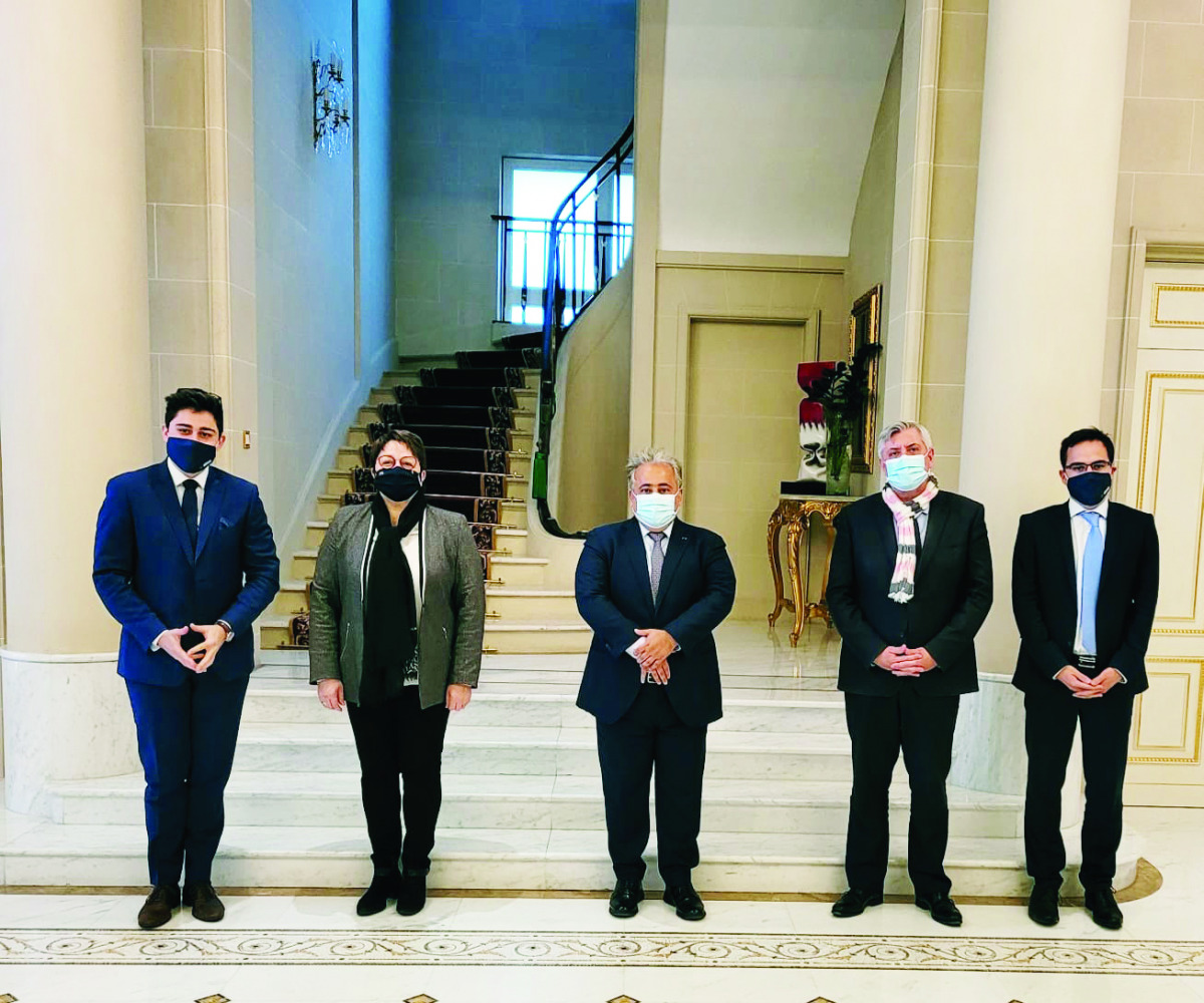 Ambassador of Qatar to France H E Sheikh Ali bin Jassim Al Thani with the delegation of the FrenchQatari Friendship Group.