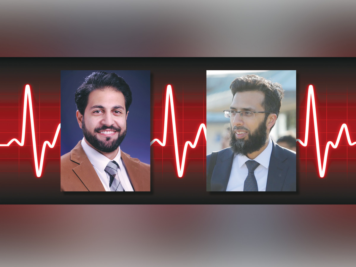 Dr. Mohamed Elshalzly (left) of WCM-Q and Dr. Sajad Hayat of HMC Heart Hospital co-directed a course for healthcare professionals on the use of ECG in clinical practice.