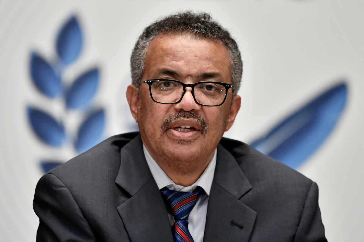 FILE PHOTO: World Health Organization (WHO) Director-General Tedros Adhanom Ghebreyesus attends a news conference organized by Geneva Association of United Nations Correspondents (ACANU) amid the COVID-19 outbreak, caused by the novel coronavirus, at the 