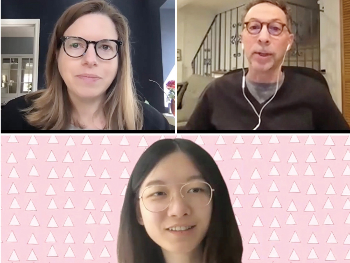 Clockwise from top left: Pulitzer Center journalists Eliza Barclay, Charles Piller, and Youyou Zhou joined a Northwestern Qatar webinar on science journalism.