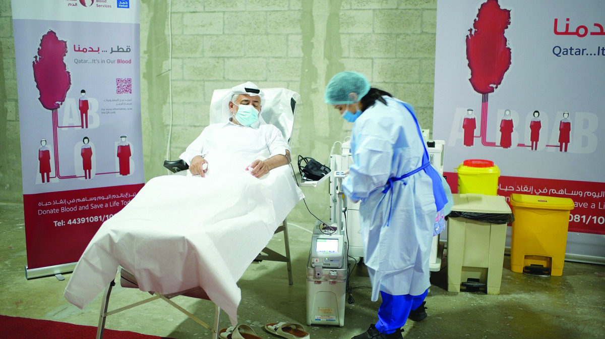 A volunteer donating blood at one of HMC's  Blood Donor Centers.