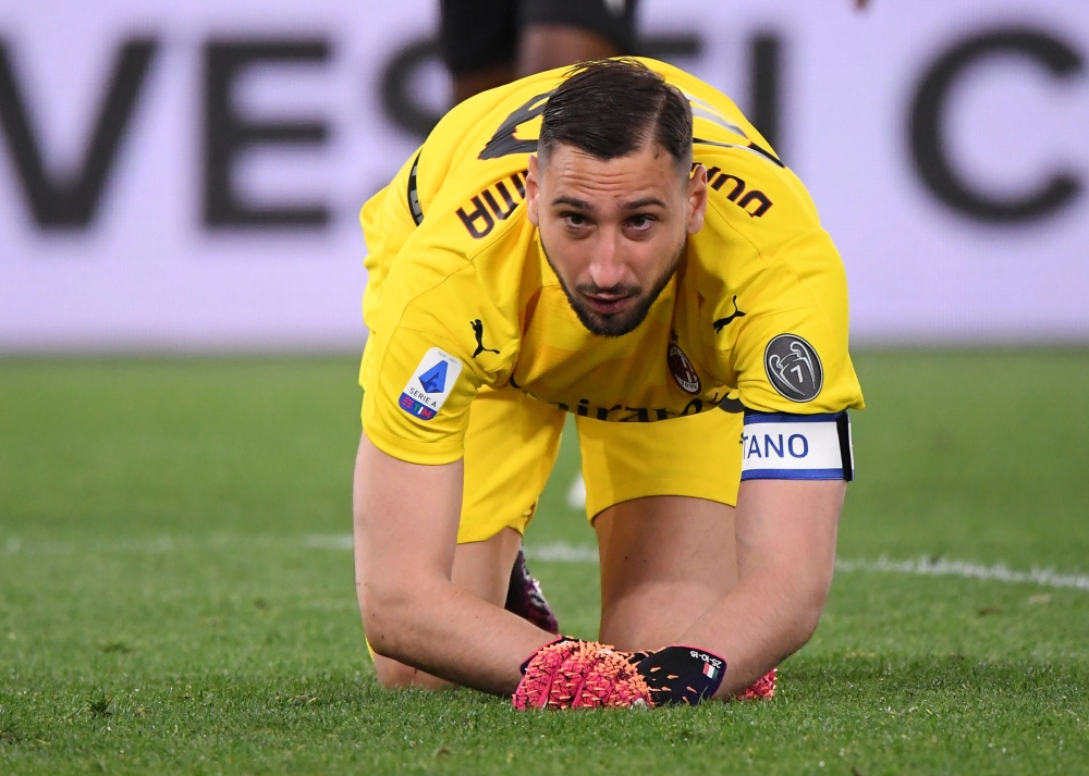 AC Milan's Gianluigi Donnarumma reacts REUTERS/Alberto Lingria