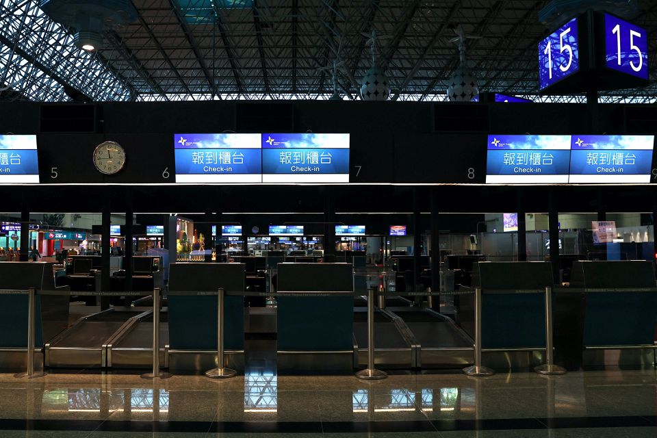 A view of the empty departure hall at the Taiwan Taoyuan International Airport in Taoyuan, Taiwan, January 7, 2021. REUTERS/Ann Wang
