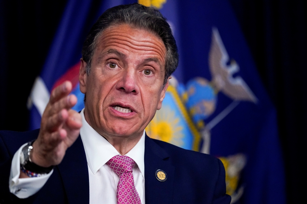 New York Governor Andrew Cuomo speaks during a news conference, in New York, U.S., May 10, 2021. Mary Altaffer/Pool via REUTERS