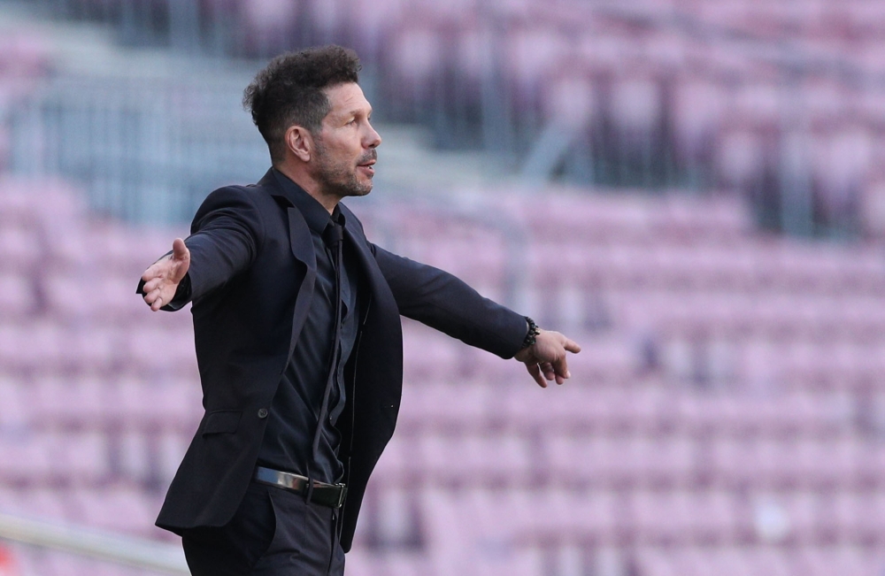 Atletico Madrid coach Diego Simeone reacts REUTERS/Albert Gea