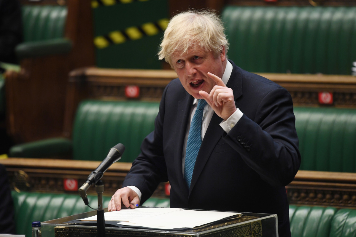 British Prime Minister Boris Johnson speaks during the debate on the Queen's Speech, in London, Britain May 11, 2021. UK Parliament/Jessica Taylor/Handout via REUTERS 