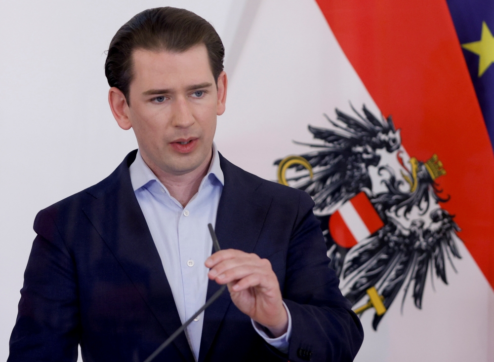 File photo: Austria's Chancellor Sebastian Kurz attends a news conference, as the spread of the coronavirus disease (COVID-19) continues, in Vienna, Austria May 10, 2021. Reuters/Leonhard Foeger/File Photo