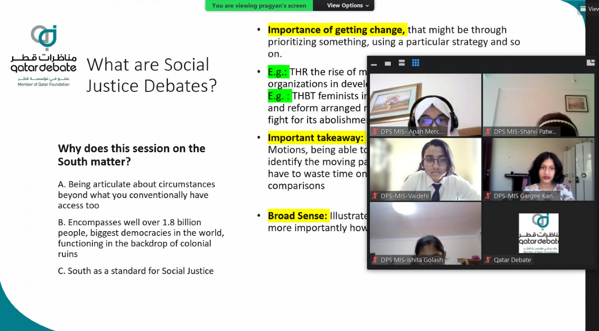 DPS-MIS debaters during the workshop organised by QatarDebate.