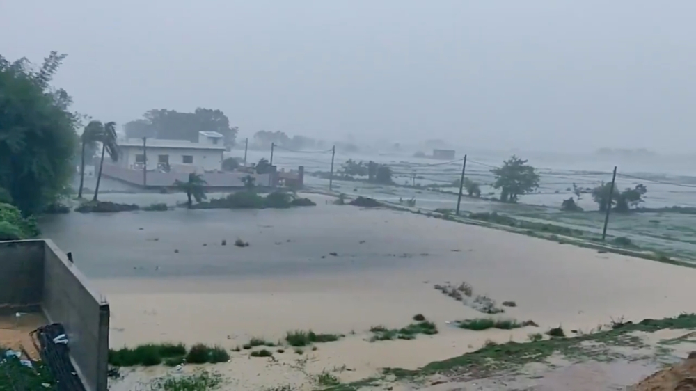 A general view shows flooding as Cyclone Yaas approaches Bhadrak, Odisha, India, May 26, 2021, in this still image taken from video obtained from social media. Ahmer Jawed via Reuters