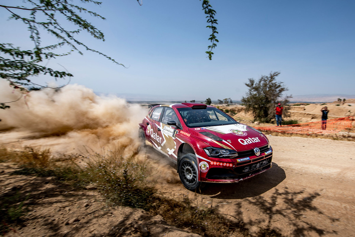 Qatari driver Nasser Saleh Al Attiyah on his way to win the Jordan Rally in this file photo.