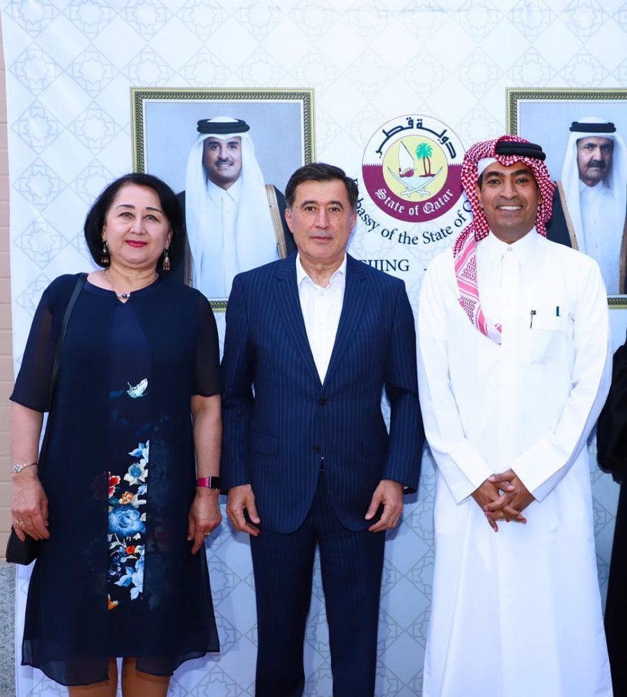 Ambassador of Qatar to China, H E Mohammed bin Abdullah Al Dehaimi, during a promotional exhibition for the FIFA World Cup Qatar 2022 at his residence in Beijing.
