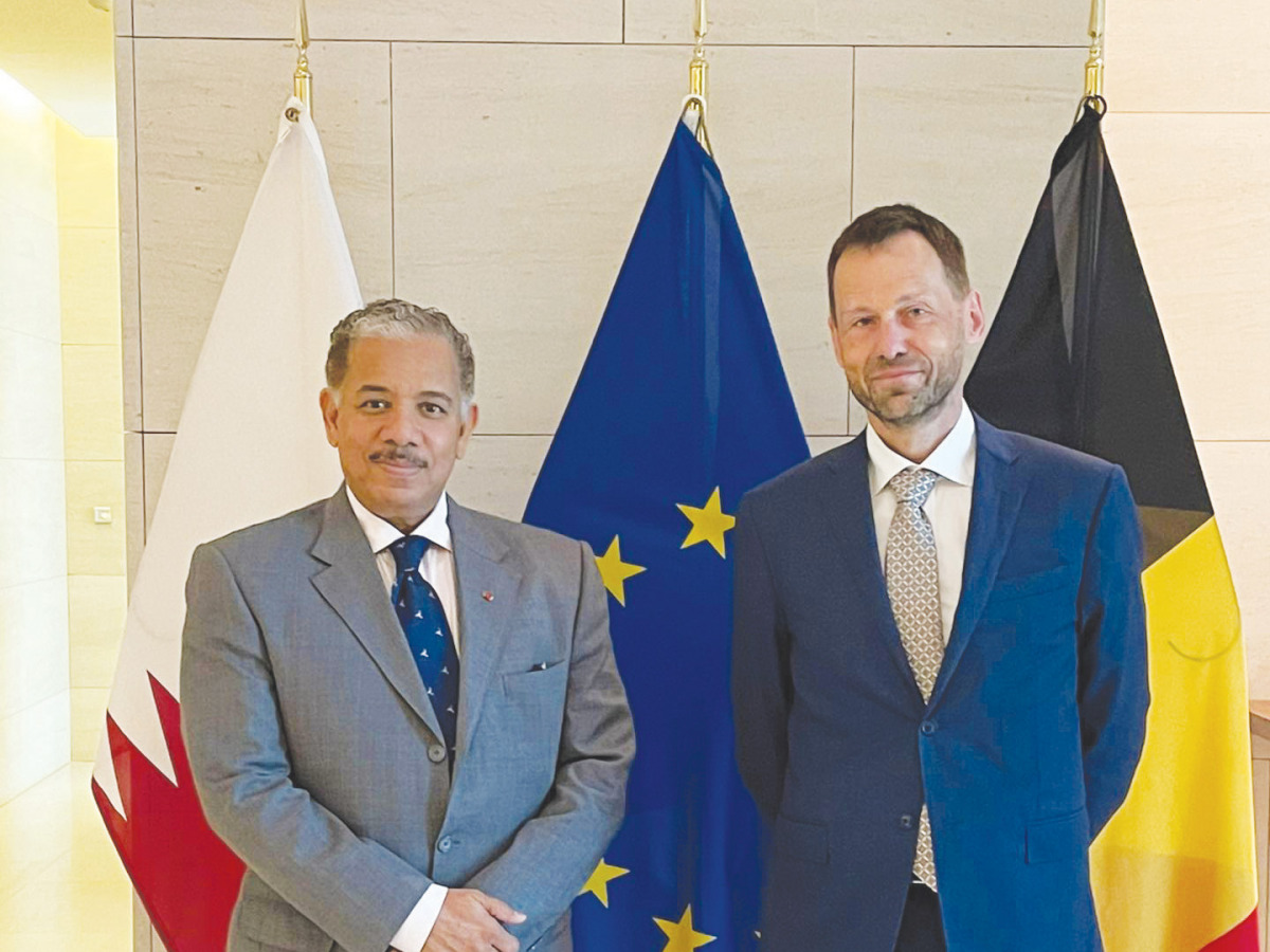 Ambassador of the State of Qatar to the Kingdom of Belgium and head of Qatar’s missions to the European Union and the Nato, H E Abdulrahman bin Mohammed Al Khulaifi (left), with European Union Special Envoy for Afghanistan, H E Thomas Nickolson.