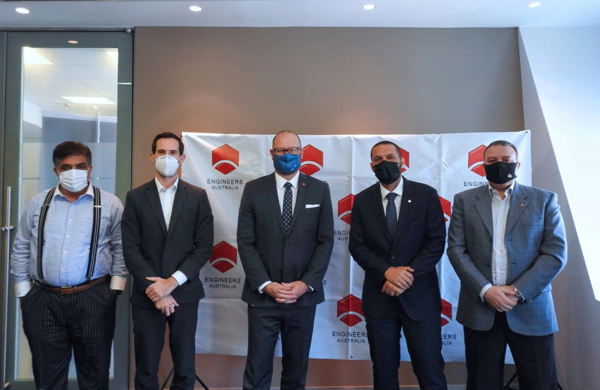 From left: Asif Rahmany, Secretary at EAQC; Lachlan McLeod, Australian Deputy Head of Mission; Ambassador of Australia to Qatar H E Jonathan Muir; Mahmoud Fahmy, President of EAQC and Tamer Naguib, Deputy President of EAQC during their visit to the newly 