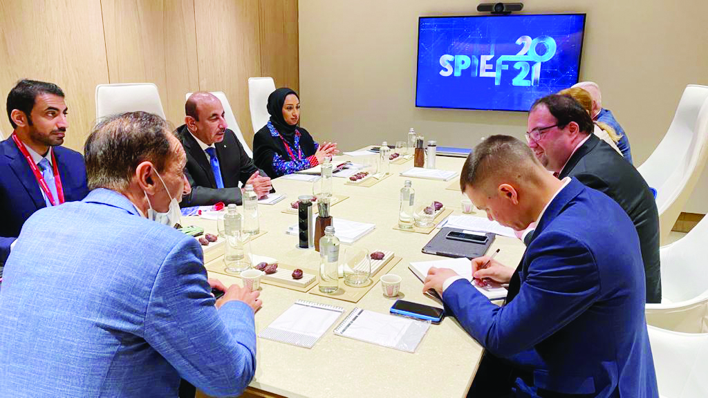 Minister of Transport and Communications H E Jassim Saif Ahmed Al Sulaiti meets with Minister of Digital Development, Communications and Mass Media of the Russian Federation, Maxut Igorevich Shadayev, on the sidelines of the activities of the St. Petersbu