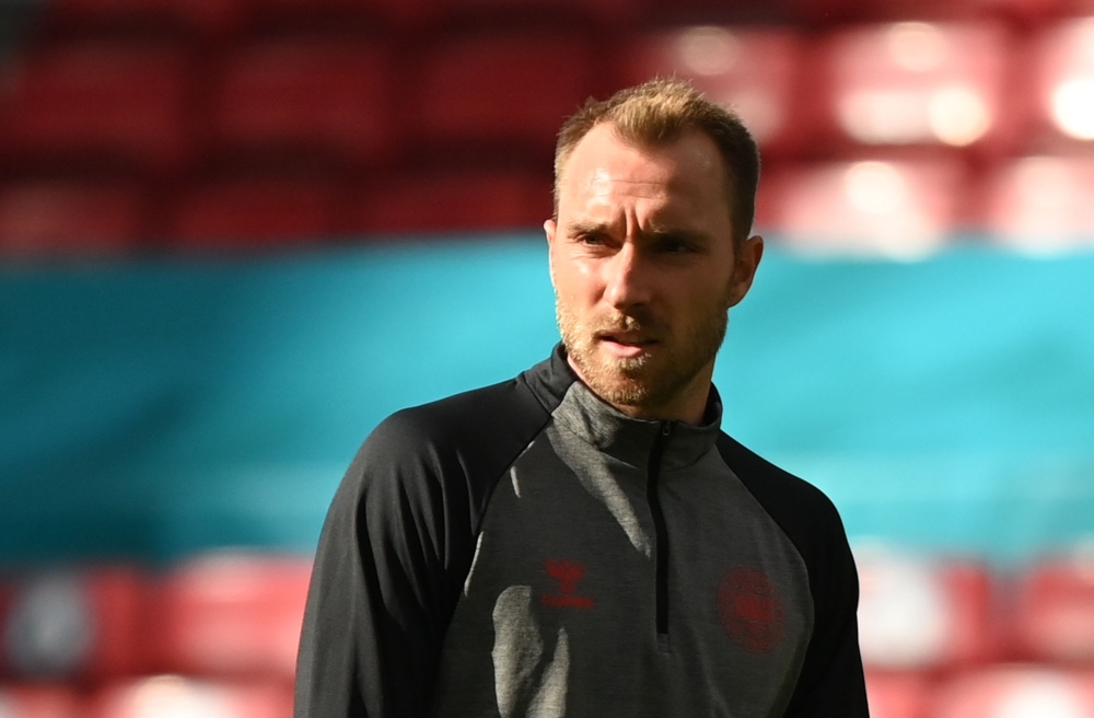 Denmark's Christian Eriksen during the warm up before the match Pool via REUTERS/Jonathan Nackstrand