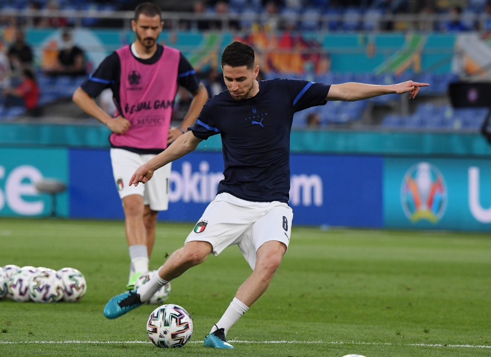Italy's Jorginho during the warm-up before the match Pool via REUTERS/Alberto Lingria