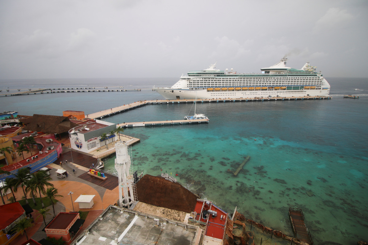 A general view shows the cruise ship Adventure of the Seas, operated by Royal Caribbean International, the first cruise ship carrying tourists to Cozumel since the outbreak of the coronavirus disease (COVID-19) pandemic in March 2020, in Cozumel, Mexico J