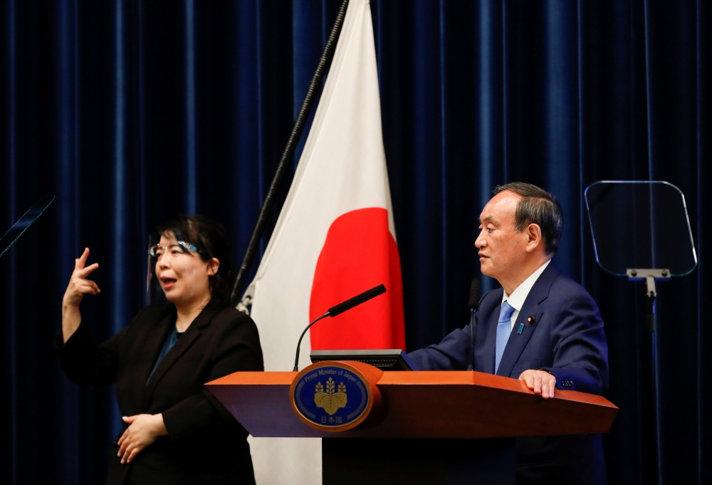 Japanese Prime Minister Yoshihide Suga attends a news conference on Japan's response to the coronavirus disease (Covid-19) outbreak, at his official residence in Tokyo, Japan, June 17, 2021. Reuters/Issei Kato/Pool