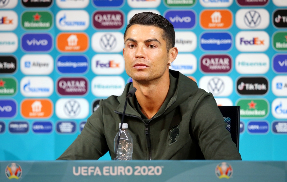 Portugal's Cristiano Ronaldo during the press conference