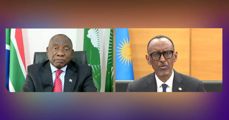 From left to right: President of South Africa, Cyril Ramaphosa, addressing Qatar Economic Forum, and President of Rwanda, Paul Kagame, addressing Qatar Economic Forum.