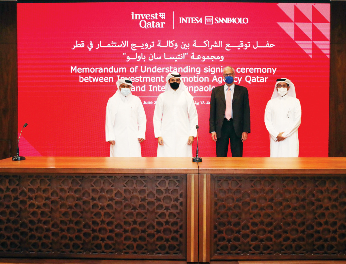 Sheikh Ali Alwaleed Al Thani, Daniele Fanin and other officials during MoU signing ceremony.