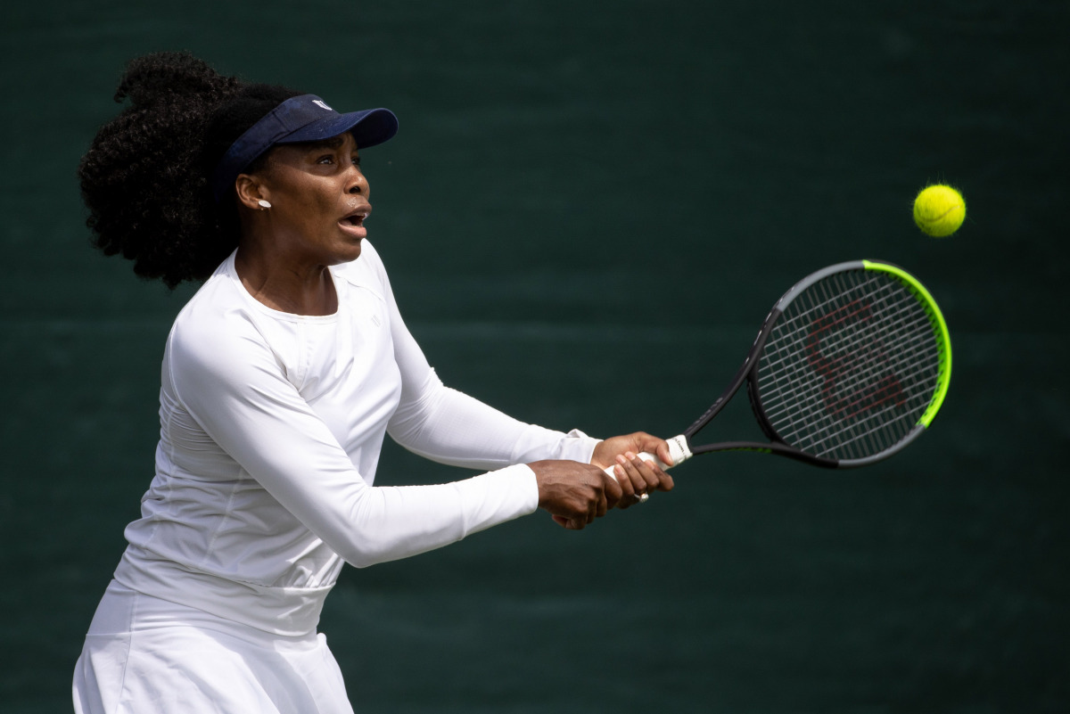 Tennis - Wimbledon - All England Lawn Tennis and Croquet Club, London, Britain - June 26, 2021 Venus Williams of the U.S. during a practice session Pool via REUTERS/David Gray
