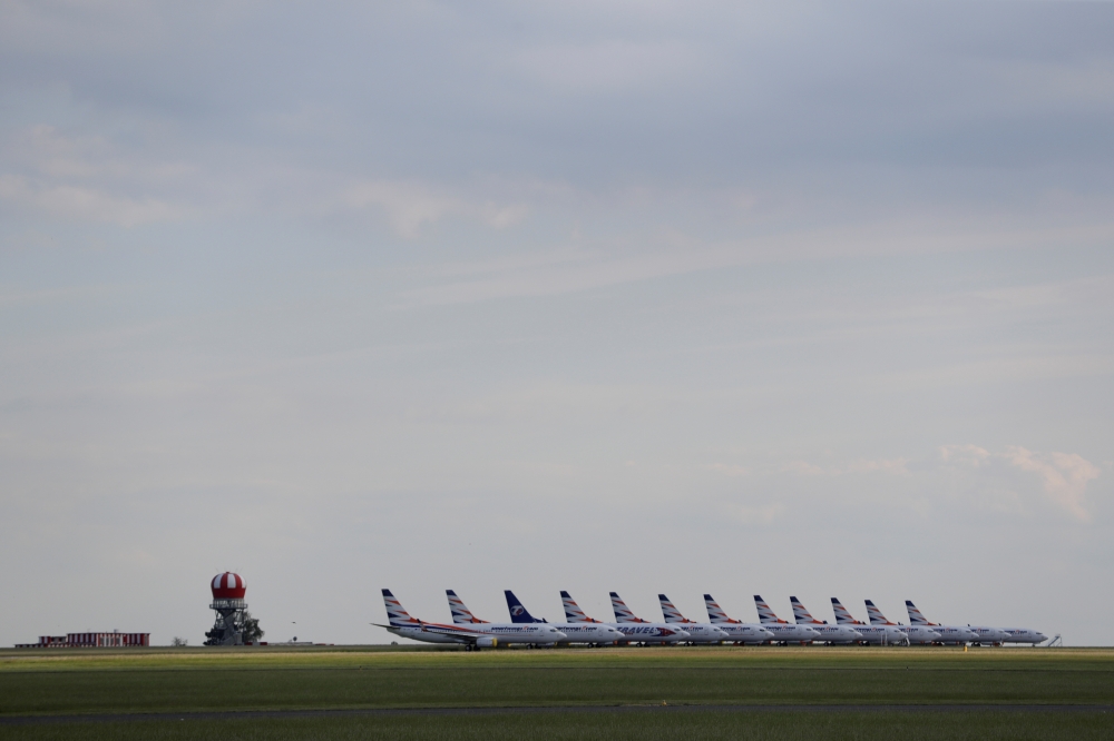FILE PHOTO: Planes are seen parked on the tarmac at Vaclav Havel Airport due to the coronavirus disease (COVID-19) concerns in Prague, Czech Republic, May 21, 2020. REUTERS/David W Cerny/File Photo
