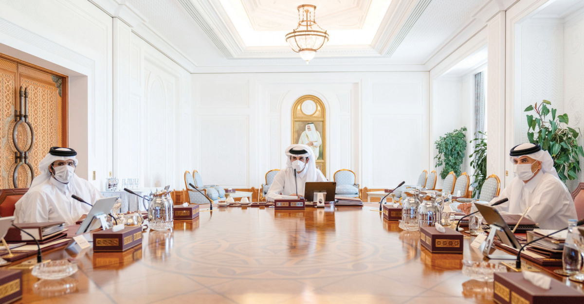 Amir H H Sheikh Tamim bin Hamad Al Thani chairing the  meeting of Supreme Council for Economic Affairs and Investment at the Amiri Diwan, yesterday.