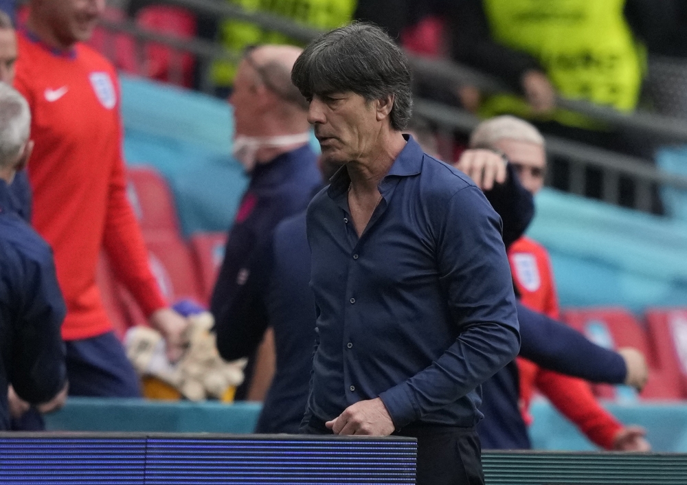Germany coach Joachim Loew reacts at the end of the match Pool via REUTERS/Frank Augstein