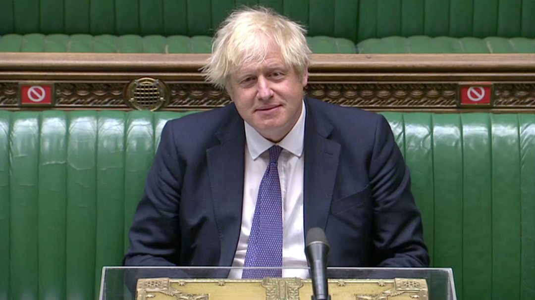 Britain's Prime Minister Boris Johnson listens during the weekly question time debate in Parliament, in London, Britain June 30, 2021, in this screen grab taken from a video. UK Parliament/Reuters TV via REUTERS