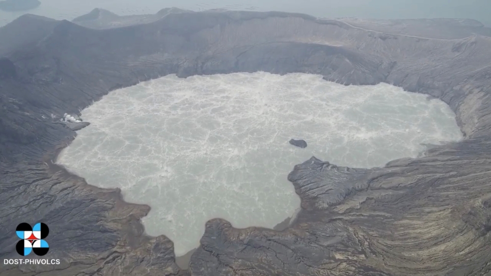General view of Taal volcano's crater lake, Batangas province, Philippines July 2, 2021. PHIVOLCS-DOST via REUTERS