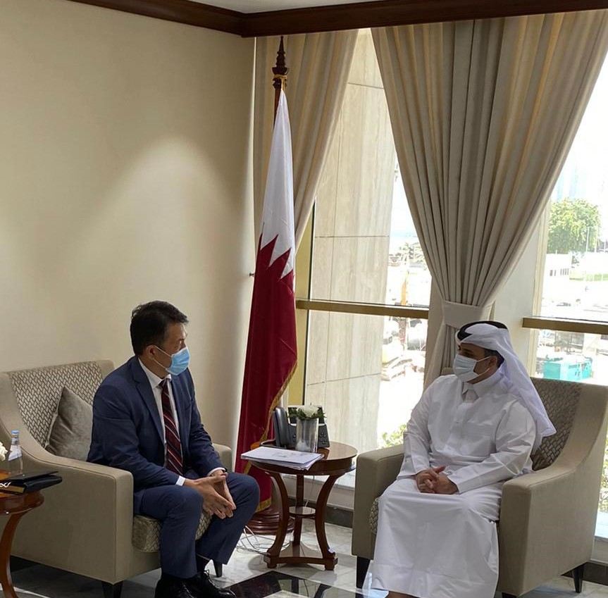 Minister of Municipality and Environment H E Dr. Abdullah bin Abdulaziz bin Turki Al Subaei meeting Director-General of IOFS, H E Yerlan Baidaulet.
