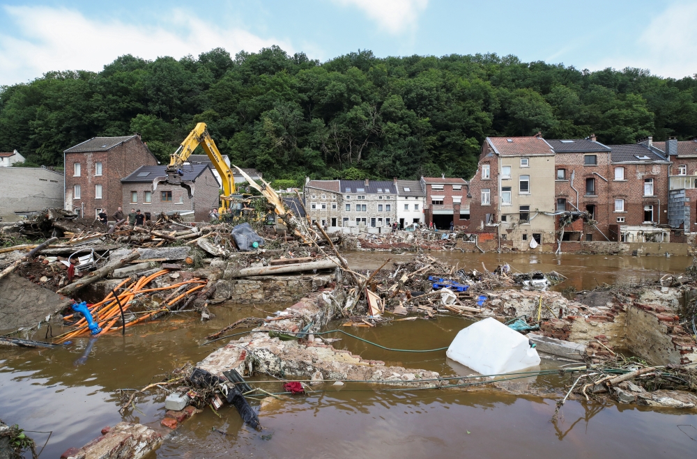 :A general view of the debris at an area affected by floods, following heavy rainfalls, in Pepinster, Belgium, July 17, 2021. REUTERS/Yves Herman