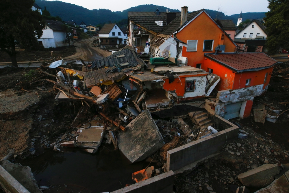 Damages are seen in an area affected by floods caused by heavy rainfalls in Schuld, Germany, July 20, 2021. (Reuters/Thilo Schmuelgen)