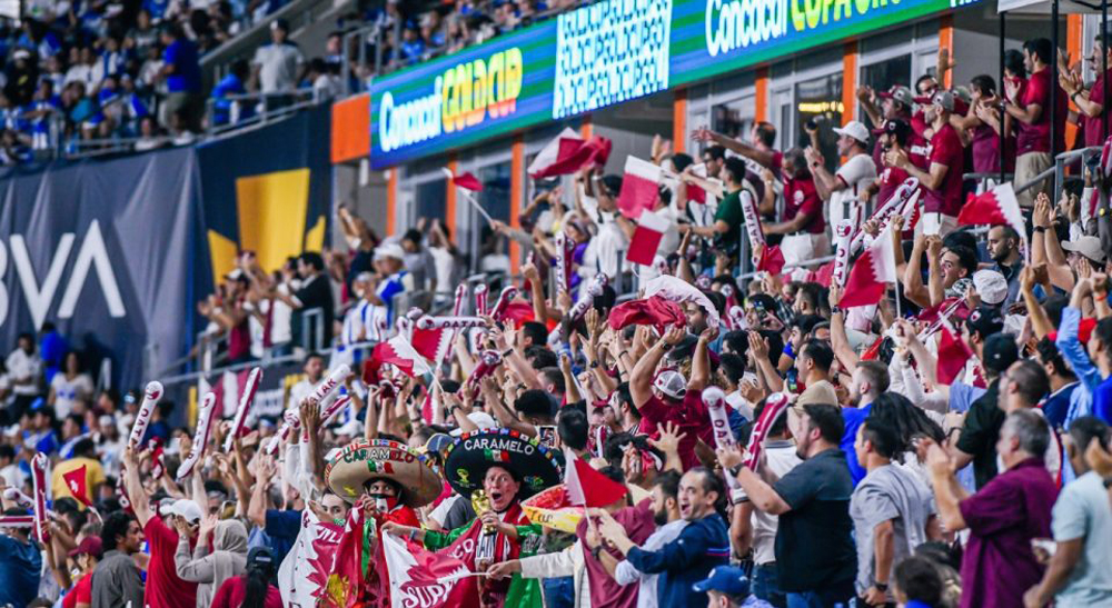 Qatar fans cheer during a Gold Cup match.