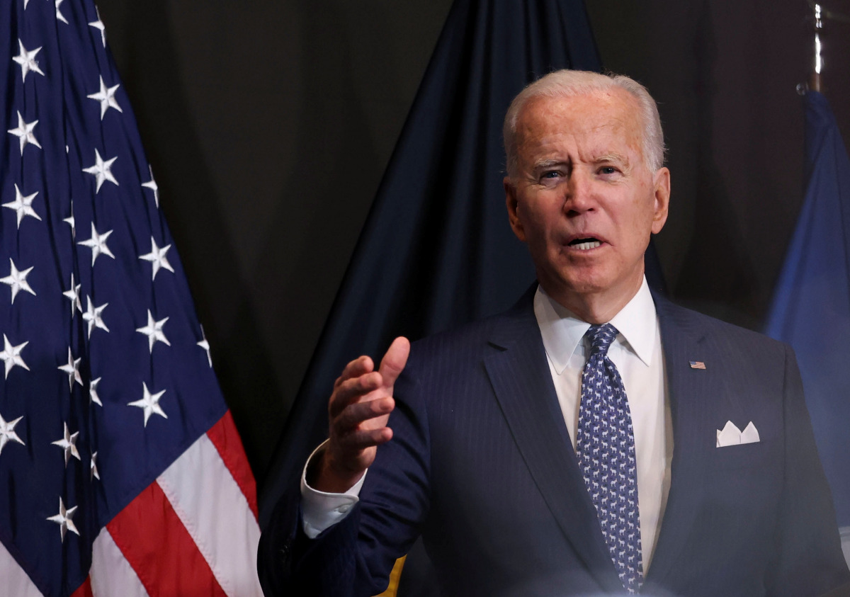 U.S. President Joe Biden delivers remarks to members of 
