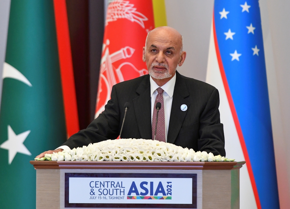 File photo: Afghanistan's President Ashraf Ghani attends Central-South Asia trade Summit in Tashkent, Uzbekistan July 16, 2021. REUTERS/Stringer/File Photo