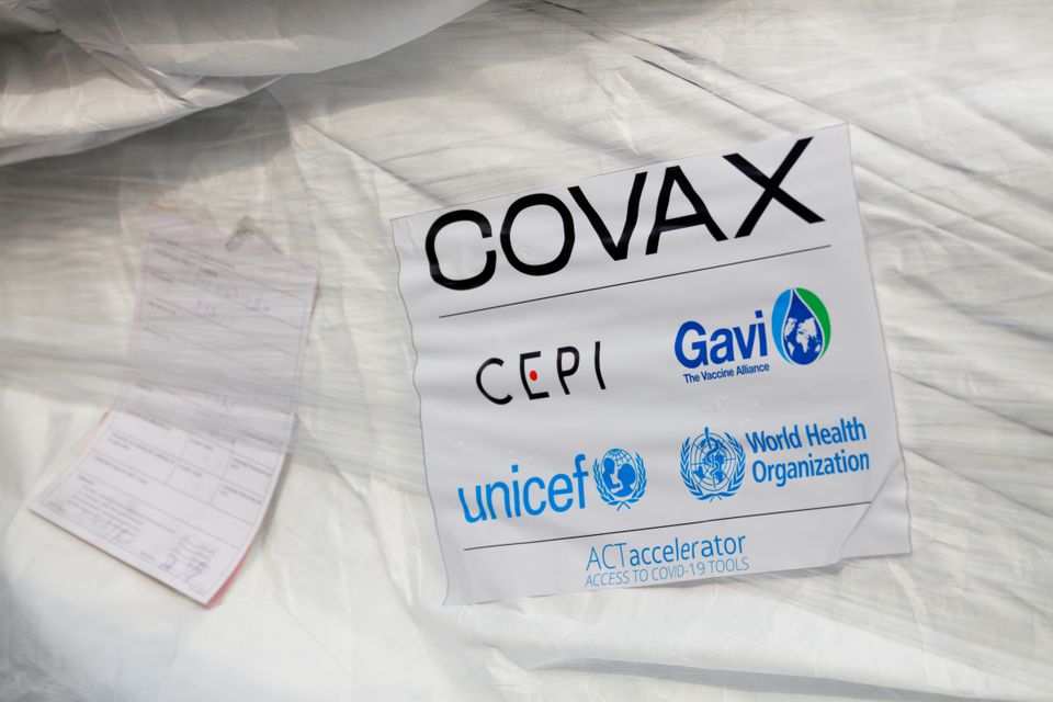 A pack of AstraZeneca/Oxford vaccines is seen as the country receives its first batch of coronavirus disease (COVID-19) vaccines under COVAX scheme, at the international airtport of Accra, Ghana February 24, 2021. REUTERS/Francis Kokoroko/File Photo