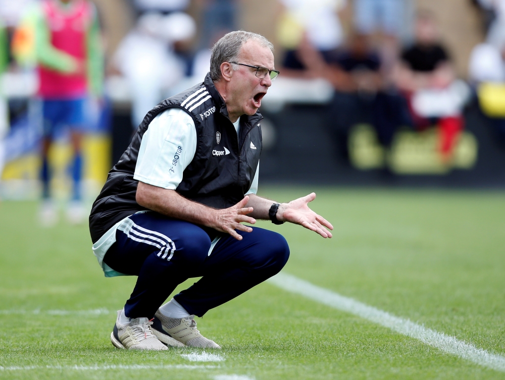 July 31, 2021 Leeds United manager Marcelo Bielsa reacts Action Images via Reuters/Ed Sykes/File Photo