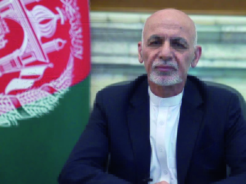 Afghanistan's President Ashraf Ghani addresses the nation in a message in Kabul, Afghanistan August 14, 2021. Afghan Presidential Palace/Handout via REUTERS