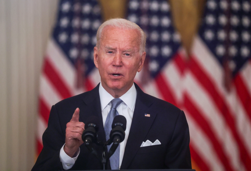 US President Joe Biden delivers remarks on the crisis in Afghanistan during a speech in the East Room at the White House in Washington, U.S., August 16, 2021. Reuters/Leah Millis