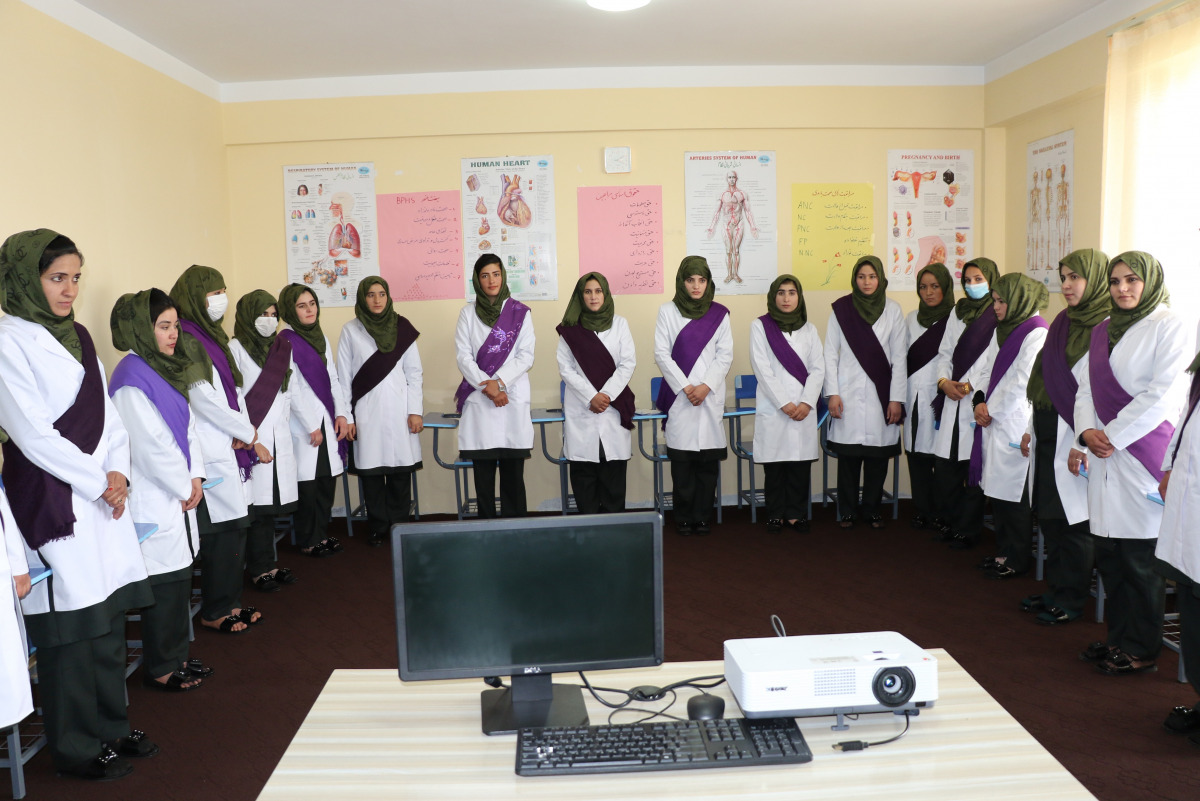 Participants during training for midwife under a QRCS project in Afghanistan.