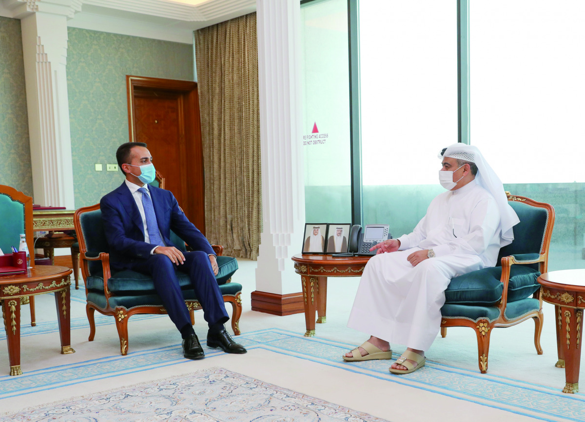 H E Ali bin Ahmed Al Kuwari, Minister of Commerce and Industry and Acting Minister of Finance, during a meeting with H E Luigi Di Maio, Italian Minister of Foreign Affairs and International Cooperation.
