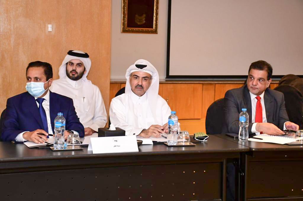 Qatar Chamber Chairman Sheikh Khalifa bin Jassim Al Thani and other officials during the meeting.