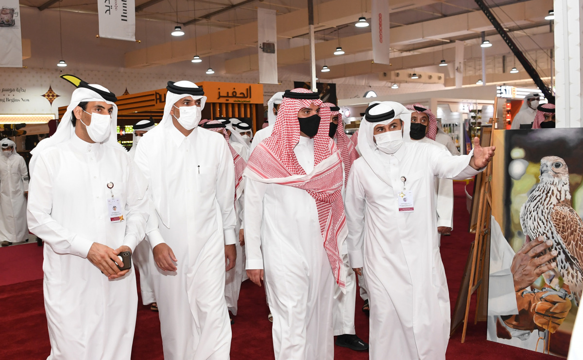 Prime Minister and Minister of Interior H E Sheikh Khalid bin Khalifa bin Abdulaziz Al Thani and Minister of Interior of the Kingdom of Saudi Arabia HRH Prince Abdulaziz bin Saud bin Naif bin Abdulaziz Al Saud visiting Katara International Hunting and Fal
