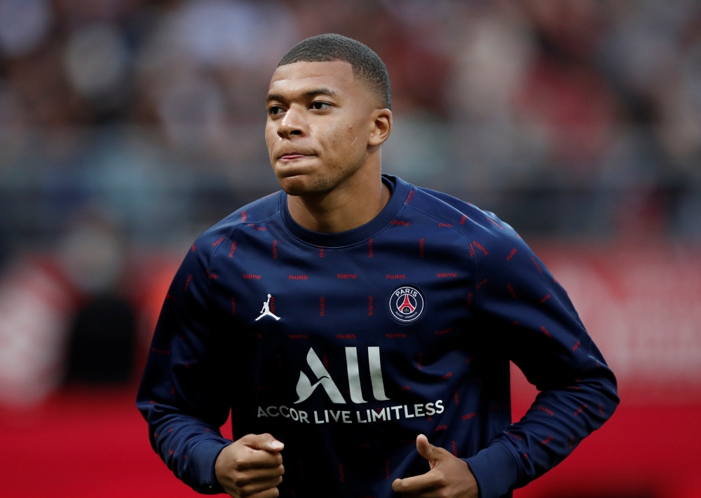 August 29, 2021 Paris St Germain's Kylian Mbappe during the warm up before the match REUTERS/Benoit Tessier/File Photo